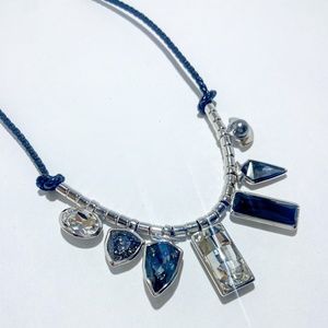 Touchstone Crystal by Swarovski Boho Charm Statement Necklace in Black, White an
